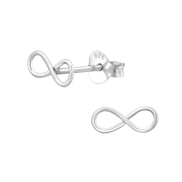 Sterling Silver Infinity Tiny Stud Earrings - Picture 1 of 3